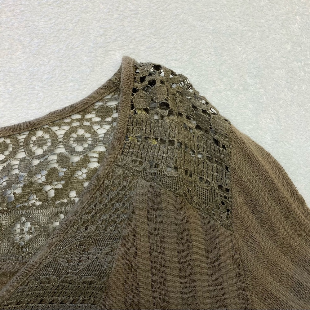 Knox Rose Olive Green Long Sleeve Crochet Blouse - Picture 9 of 16